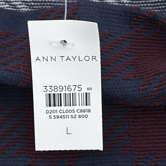 Ann Taylor Top Sz Large Plaid Mock Neck NWT Corpcore Office Chic Business Casual - Picture 5 of 12